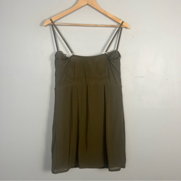 NEW Urban Outfitters Bustier Mini Slip Dress Lingerie Lace Large Green - Picture 6 of 7